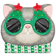 Блокнот 120*117мм  30л скоба "Новогодний серый кот" фигурная вырубка