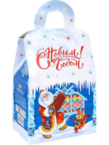 Коробка для конфет 1000гр "Новогоднее веселье" домик