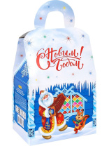 Коробка для конфет 1000гр "Новогоднее веселье" домик