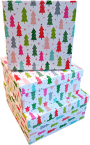 Набор подарочных коробок 3в1 "Ёлочки" 15.5*15.5*6.5, 17.5*17.5*8 , 19.5*19.5*9.5см