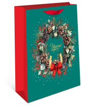 Пакет подар. бум. новогодн. 18*22*10см 157гр/м Удачи