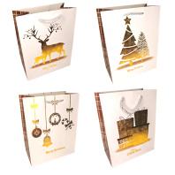 Пакет подар. бум. новогодн. 26*32*10 см 210 гр/м2 "Золото праздника" микс дизайнов