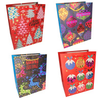Пакет подар. бум. новогодн. 26*32*12 см 210 гр/м2 "Игрушки" микс дизайнов