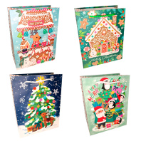 Пакет подар. бум. новогодн. 26*32*12 см 210 гр/м2 "Пряничное настроение микс дизайнов