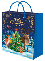 Пакет подар. бум. новогодн. 26*32*13см, 190 гр/м "Новогодние друзья"