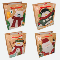 Пакет подар. бум. новогодн. 31*42*12 см 210 гр/м2 "Звери" микс дизайнов