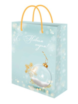 Пакет подар. бум. новогодн. 32*44*10см, 157 гр/м "Стеклянный шар"