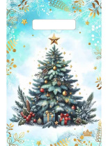 Пакет 30*20см (30мк) с вырубной укрепл. ручкой "Акварельная ель" ПВД