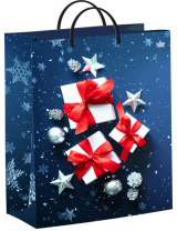 Пакет 40*30см (140мк) с пластиковой ручкой "Новогодние подарочки" мягкий пластик