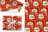 Бумага упаковочная 70*100см "Дед Мороз и Снегурочка"