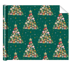 Бумага упаковочная 70*100см "Елки" зеленая