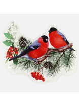 Витражная наклейка 20*20см  "Зимние снегири" силикон