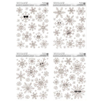 Витражная наклейка 30*42см "Снежинки" серебро, глиттер, ассорти дизайнов