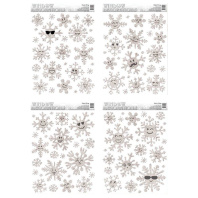 Витражная наклейка 30*42см "Снежинки" серебро, глиттер, ассорти дизайнов