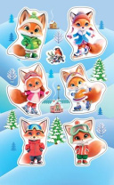 Наклейки новогодние "Лисы" 15*9см