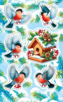 Наклейки новогодние "Синички" 15*9см