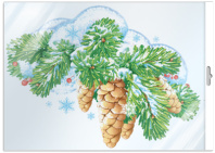 Плакат фигурный 20*30см "Ветка еловая с шишками"