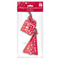Набор подвесных ярлыков 12 шт. "Новогодние. Красный" картон, фигурн.выруб., тисн.фольгой