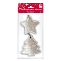 Набор подвесных ярлыков 12 шт. "Новогодние. Серебро" картон, фигурн.выруб., тисн.фольгой