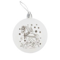 Заготовка пластиковая для росписи D=8см "Шар лошадь" Символ года