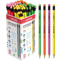 Карандаш deVENTE HB Neon, круглый, с ластиком, ассорти*