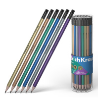 Карандаш Metallic НВ трехгранный с ластиком, тубус