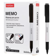 Маркер Hatber. Memo для белой доски 2мм черный, с магнитом и губкой Маркер Hatber. Memo для белой доски 2мм черный, с магнитом и губкой