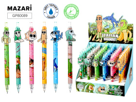 Ручка гелевая автомат. "Итал. мем" синяя, 0,5мм