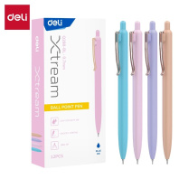 Ручка шар. Deli  автомат, синяя, 0,7мм, метал.клип, игольч.наконечник