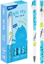 Ручка шар. Deli  автомат, синяя, 0,7мм, рез. манжета