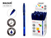Ручка шар. MAZARI "Riony" синяя, масл.осн., игольч.након., 0,7мм, смен.стерж. 128мм