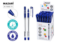 Ручка шар. MAZARI "Vesto" синяя, масл.осн., 0,7мм, игольч.након., резин. грип, смен.стержень 140мм*