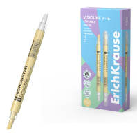 Текстовыделитель EK Visioline V-16 Erasable Pastel 0,6 - 4,0мм, желтый, двухсторонний, стираемый