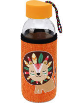 Бутылка для воды 300мл "Львенок" в чехле, оранжевая