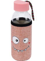 Бутылка для воды 300мл "Смайл" в чехле, розовая