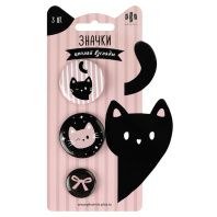 Набор закатных значков 3шт. "Розовые коты" 37/25мм