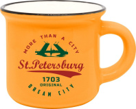 Кружка сувенирная  50мл, СПб.Мосты, оранжевая