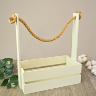 Кашпо деревянное 25*15*30см, с ручкой, цвет светлая оливка