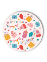 Тарелка бум. 18 см,  6 шт "С днём рождения"