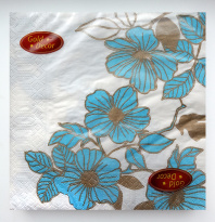 Салфетка  Gold decor "Жасмин бирюзовый" 33*33см, 20 шт., 3-х слойная