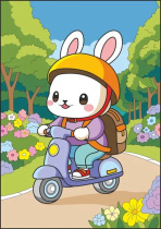 Картина по номерам на картоне 20*30см "Зайчик в парке"