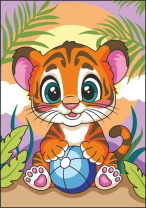 Картина по номерам на картоне 20*30см "Тигрёнок"