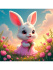 Картина по номерам на холсте 20*20см "Зайка в поле с цветами"