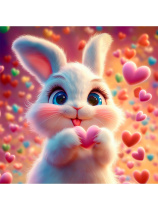 Картина по номерам на холсте 20*20см "Пушистый заяц с сердечком"