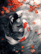 Картина по номерам на холсте 30*40см "Карпы кои в пруду"