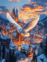 Картина по номерам на холсте 30*40см "Сова над зимним городом"