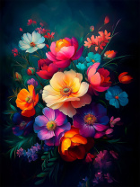 Картина по номерам на холсте 30*40см "Цветы на темном фоне"