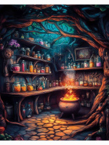 Картина по номерам на холсте 40*50см "Домик ведьмы"