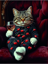 Картина по номерам на холсте 40*50см "Кот с бокалом"