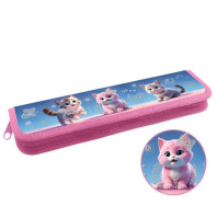 Пенал 1 отд. для кистей (270*70*27) молния, ткань "Котики фэнтези"